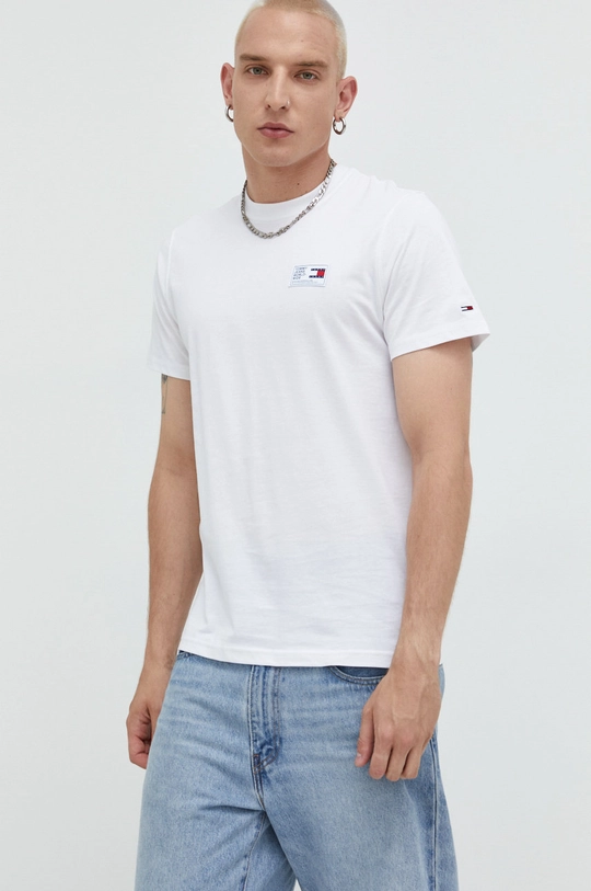 biały Tommy Jeans t-shirt bawełniany DM0DM13761.9BYY Męski