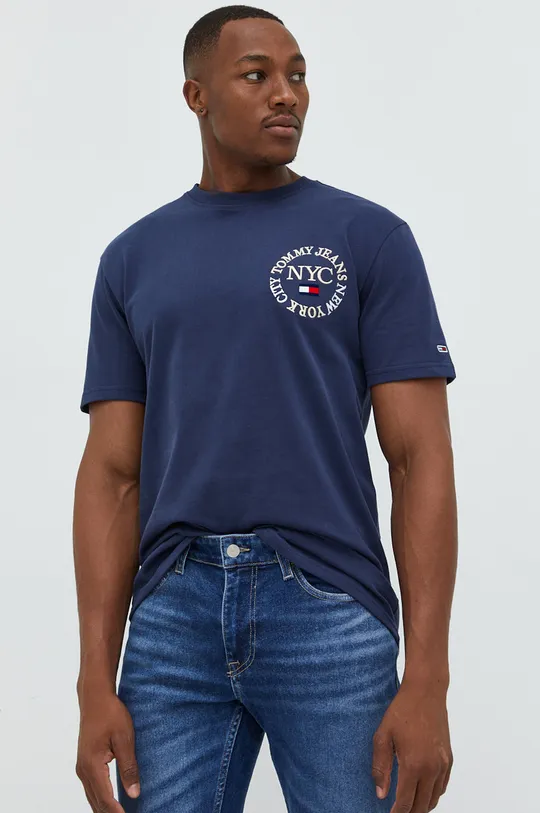 σκούρο μπλε Βαμβακερό μπλουζάκι Tommy Jeans Ανδρικά