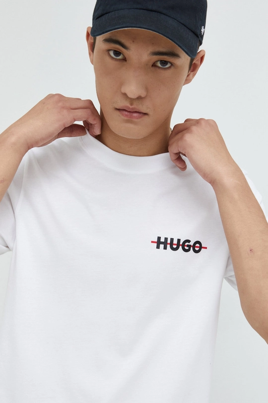 biały HUGO t-shirt bawełniany