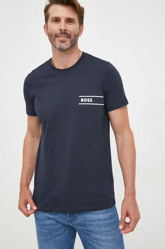 granatowy BOSS t-shirt bawełniany 50472593 Męski
