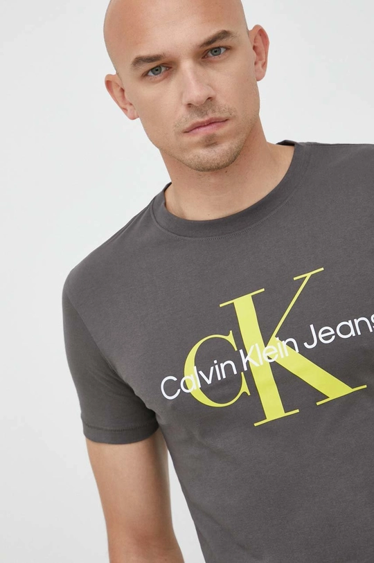 szary Calvin Klein Jeans t-shirt bawełniany Męski