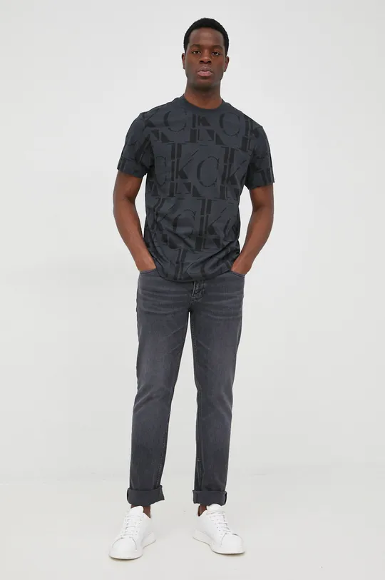 czarny Calvin Klein Jeans t-shirt bawełniany J30J320877.9BYY Męski