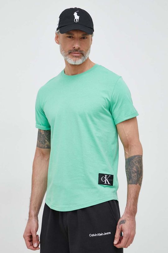 miętowy Calvin Klein Jeans t-shirt bawełniany Męski