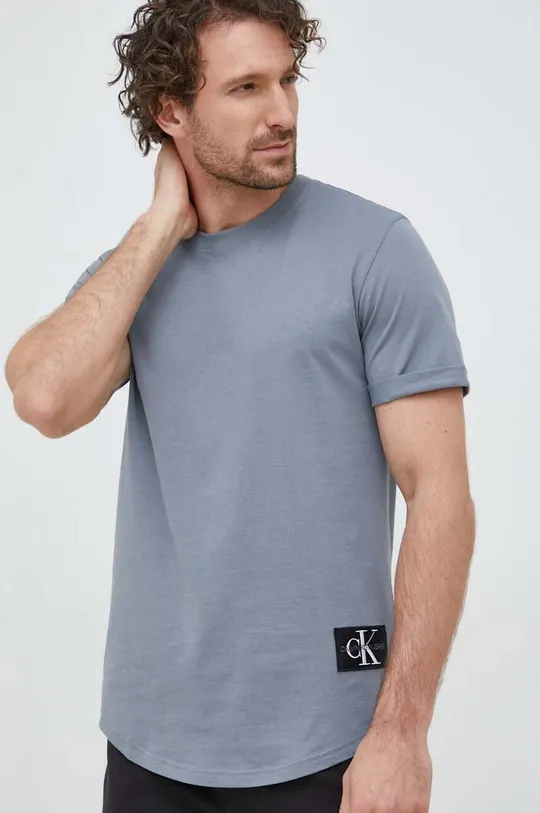 сірий Бавовняна футболка Calvin Klein Jeans Чоловічий