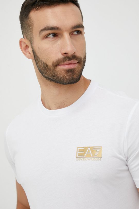bílá Bavlněné tričko EA7 Emporio Armani