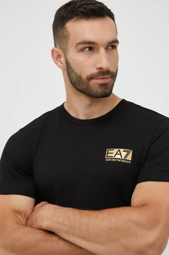 czarny EA7 Emporio Armani t-shirt bawełniany 6LPT11.PJM9Z Męski