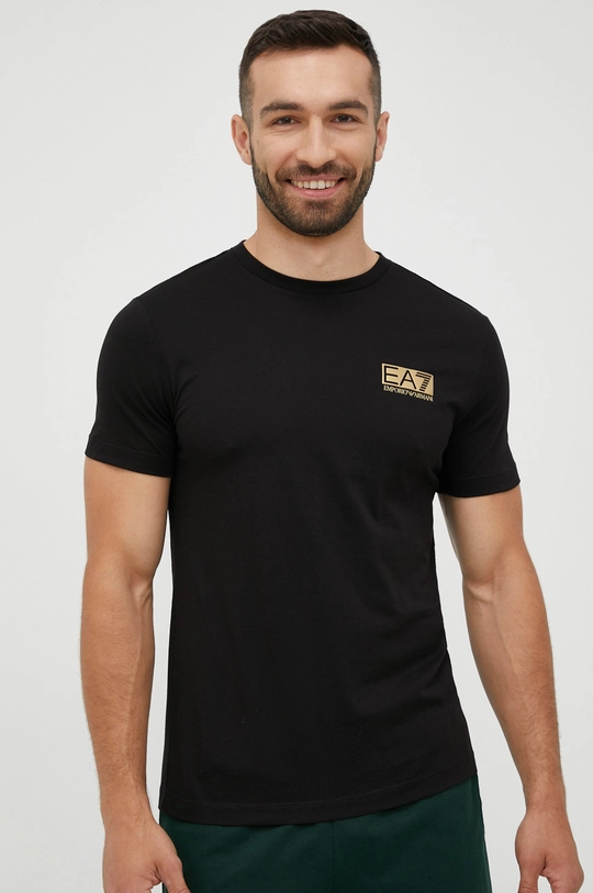 czarny EA7 Emporio Armani t-shirt bawełniany 6LPT11.PJM9Z