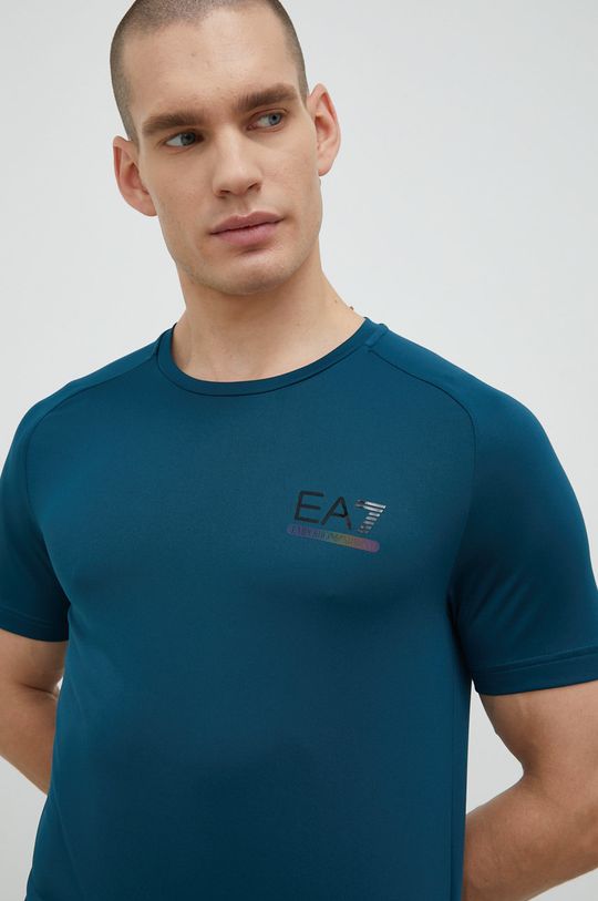 stalowy niebieski EA7 Emporio Armani t-shirt Męski