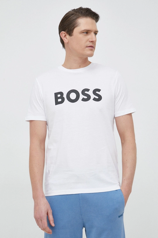 biela Bavlnené tričko BOSS BOSS CASUAL