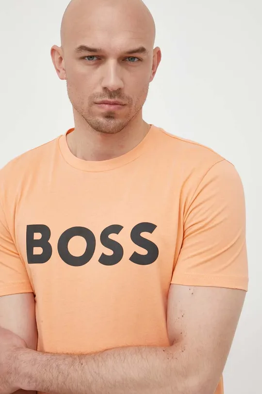 oranžna Bombažna kratka majica BOSS CASUAL Moški