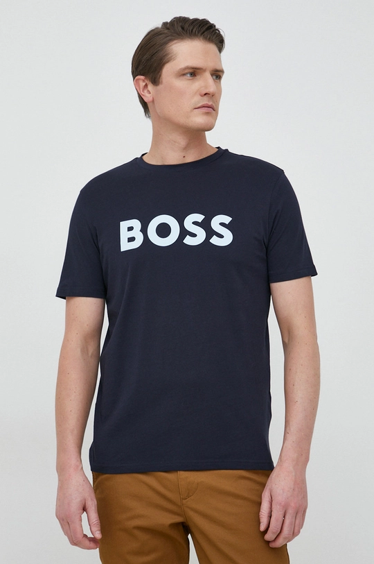 granatowy BOSS t-shirt bawełniany BOSS CASUAL Męski