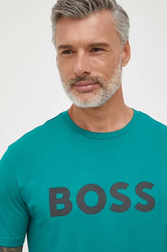 zelena Bombažna kratka majica BOSS CASUAL