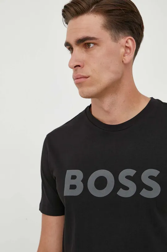 μαύρο Βαμβακερό μπλουζάκι BOSS BOSS CASUAL