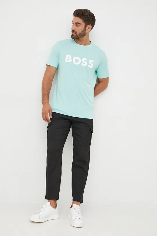 Βαμβακερό μπλουζάκι BOSS BOSS CASUAL πράσινο