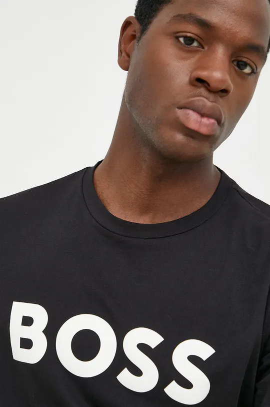 μαύρο Βαμβακερό μπλουζάκι BOSS BOSS CASUAL