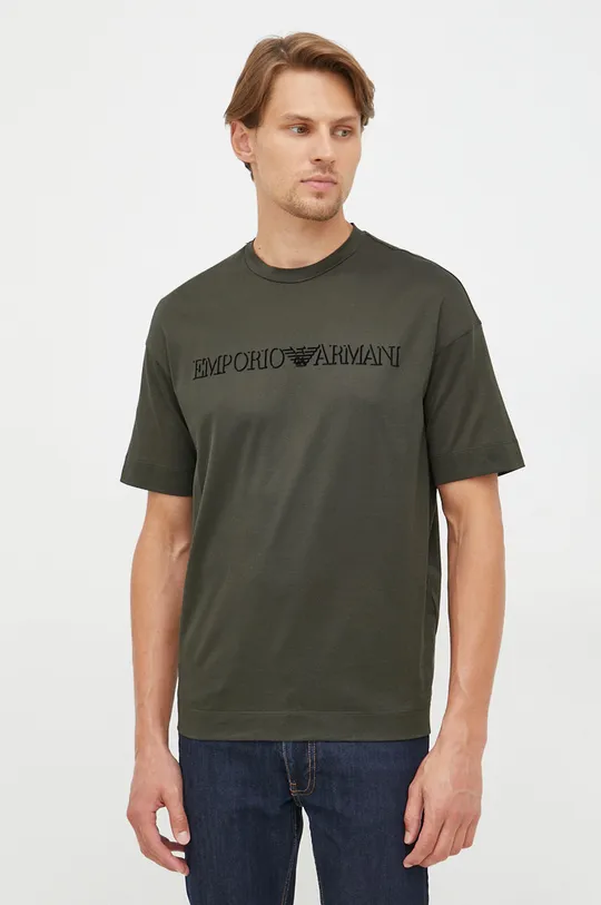 Bavlnené tričko Emporio Armani zelená