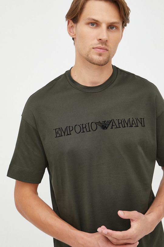 zielony Emporio Armani t-shirt bawełniany