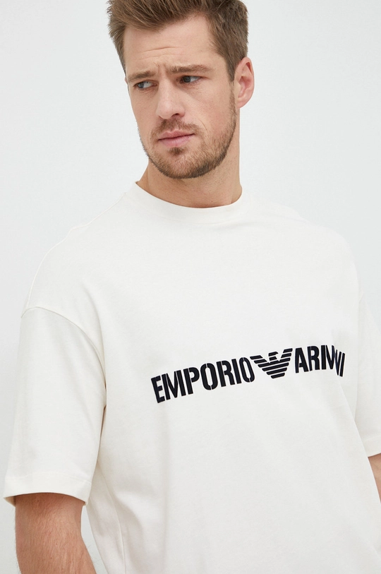 бежевый Хлопковая футболка Emporio Armani