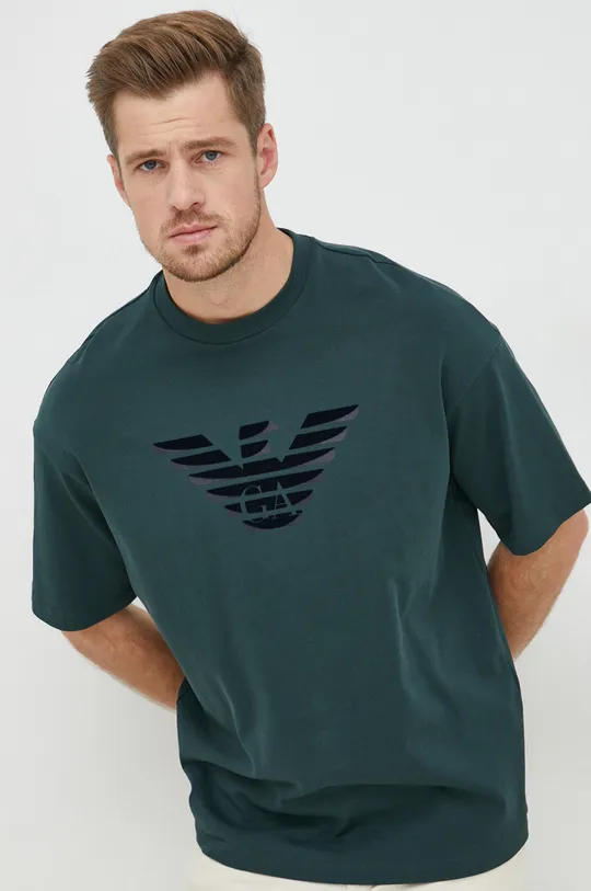 zielony Emporio Armani t-shirt bawełniany Męski
