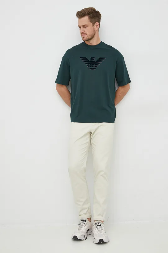 Emporio Armani t-shirt bawełniany zielony