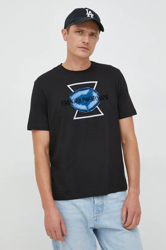 čierna Bavlnené tričko Emporio Armani Pánsky