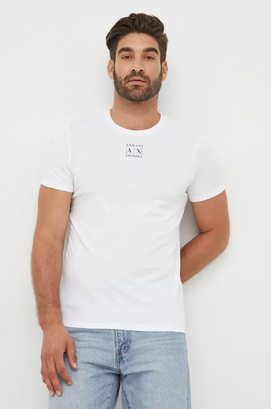 biały Armani Exchange t-shirt bawełniany 6LZTAA.ZJA5Z