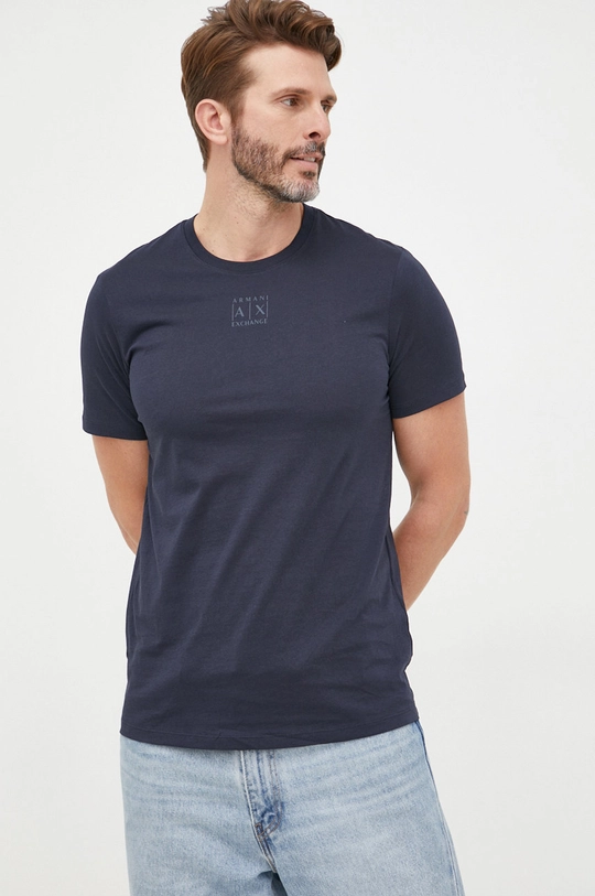 granatowy Armani Exchange t-shirt bawełniany 6LZTAA.ZJA5Z Męski