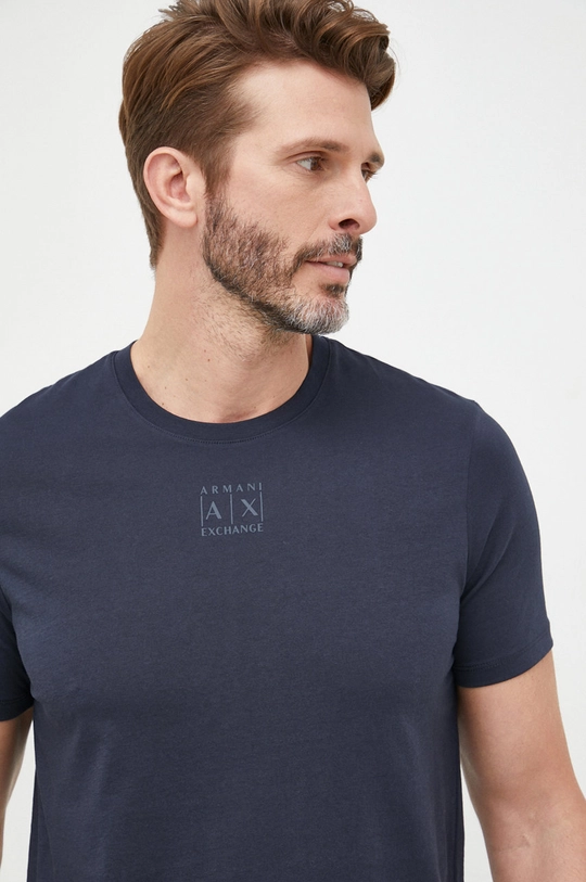 granatowy Armani Exchange t-shirt bawełniany 6LZTAA.ZJA5Z