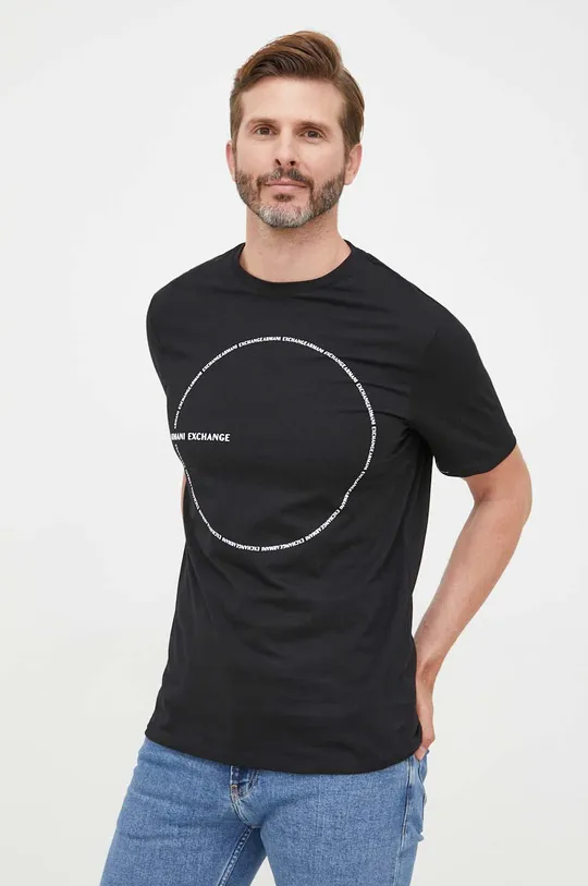 czarny Armani Exchange t-shirt bawełniany 6LZTAC.ZJGCZ