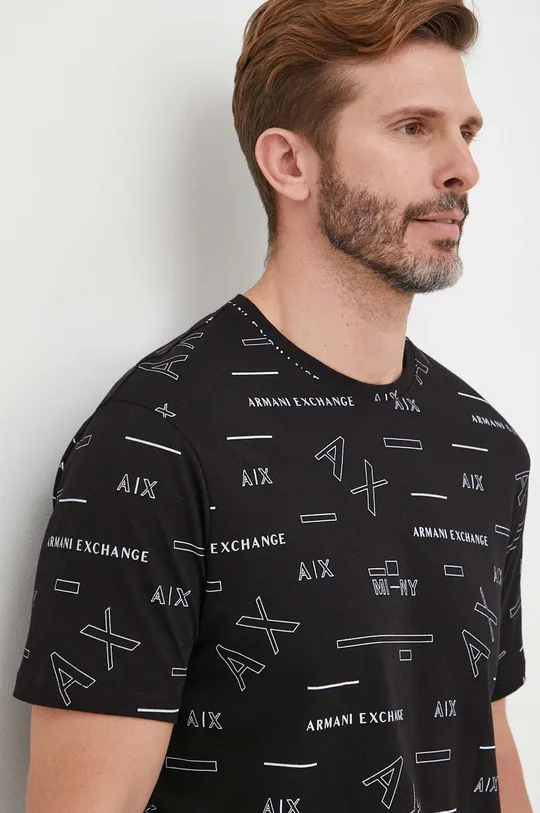 czarny Armani Exchange t-shirt bawełniany 6LZTFE.ZJ8EZ Męski