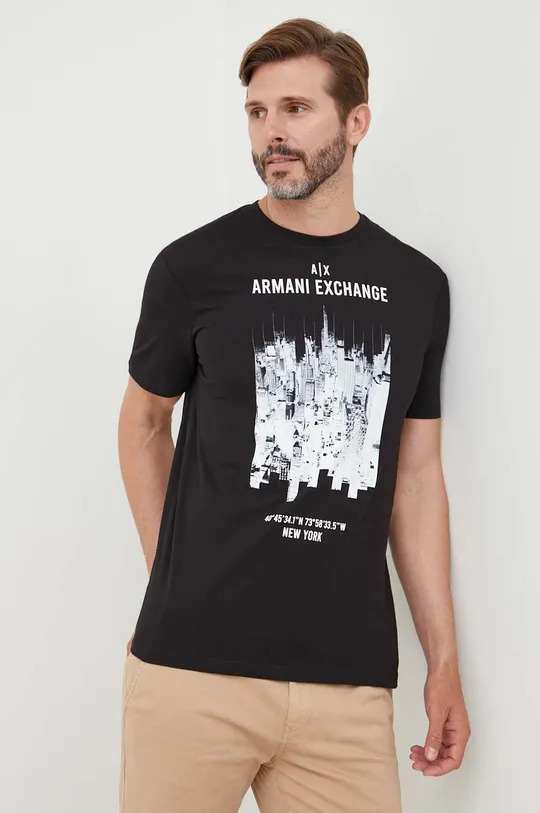 czarny Armani Exchange t-shirt bawełniany 6LZTFG.ZJBVZ Męski