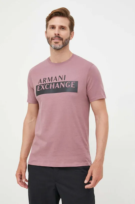 różowy Armani Exchange t-shirt bawełniany 6LZTBE.ZJGCZ