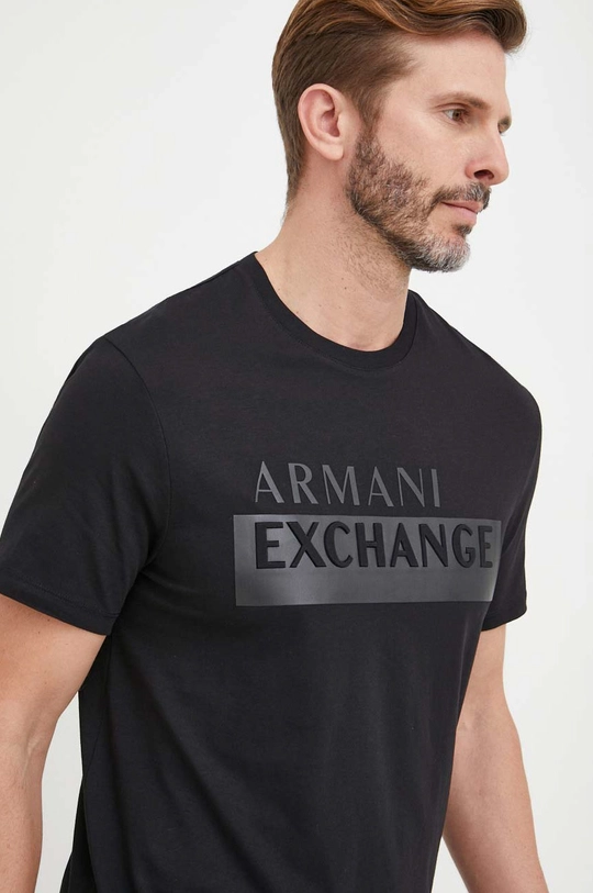 čierna Bavlnené tričko Armani Exchange