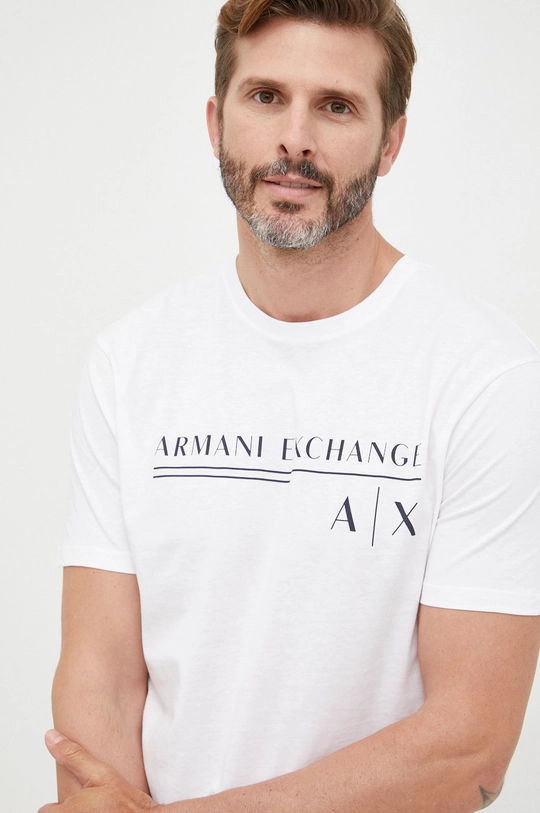 biały Armani Exchange t-shirt bawełniany 6LZTCE.ZJ6NZ Męski