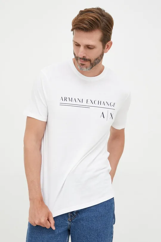 biały Armani Exchange t-shirt bawełniany 6LZTCE.ZJ6NZ