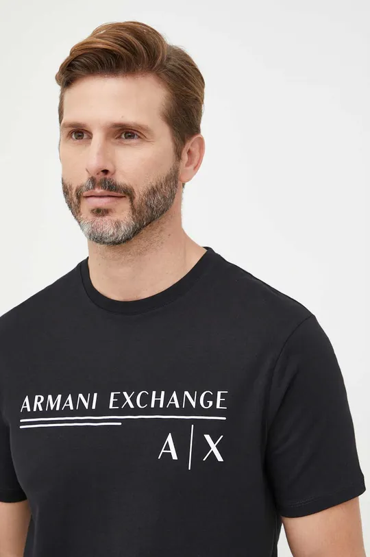 czarny Armani Exchange t-shirt bawełniany 6LZTCE.ZJ6NZ Męski