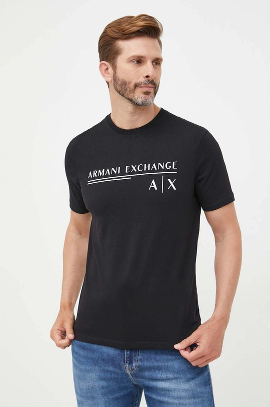 czarny Armani Exchange t-shirt bawełniany 6LZTCE.ZJ6NZ