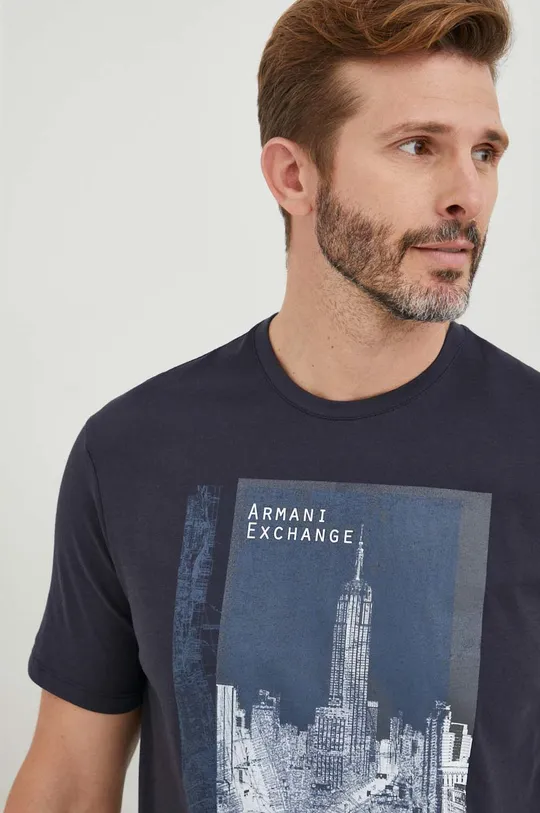 granatowy Armani Exchange t-shirt bawełniany 6LZTHH.ZJH4Z Męski