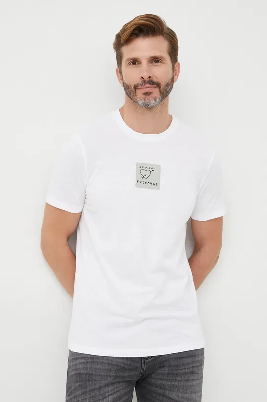biały Armani Exchange t-shirt bawełniany 6LZTHP.ZJBVZ