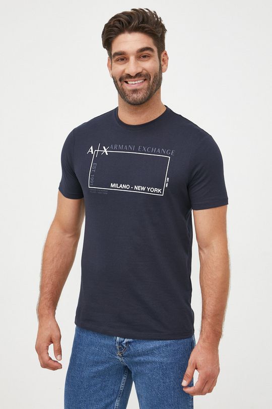 granatowy Armani Exchange t-shirt bawełniany 6LZTJA.ZJBVZ