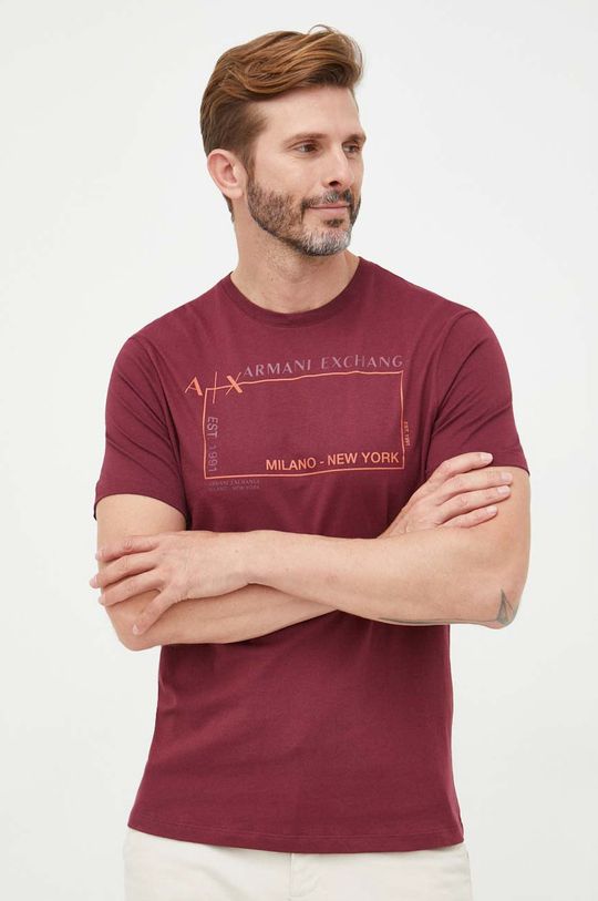kasztanowy Armani Exchange t-shirt bawełniany 6LZTJA.ZJBVZ Męski
