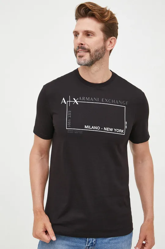 czarny Armani Exchange t-shirt bawełniany 6LZTJA.ZJBVZ Męski