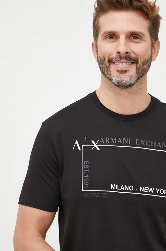 czarny Armani Exchange t-shirt bawełniany 6LZTJA.ZJBVZ