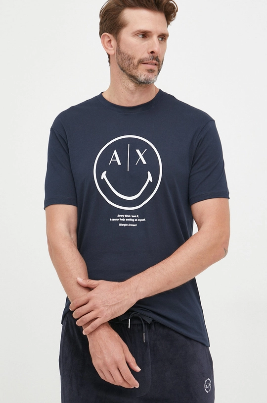 granatowy Armani Exchange t-shirt bawełniany