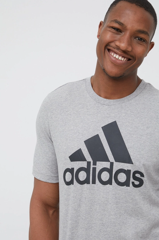 siva Bombažen t-shirt adidas Moški