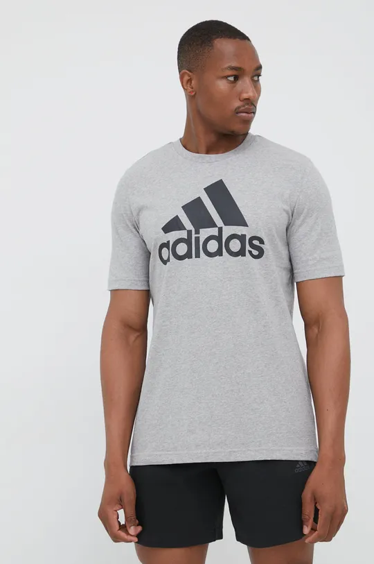 szary adidas t-shirt bawełniany GK9123