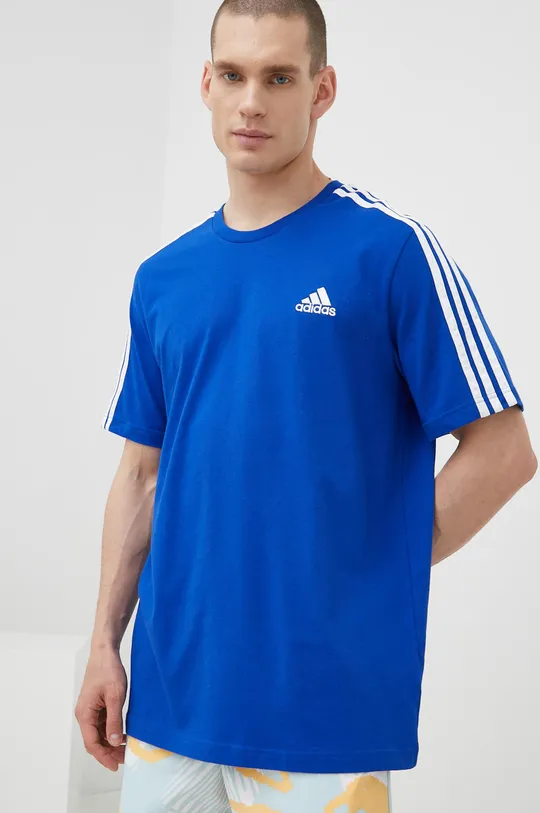 μπλε Βαμβακερό μπλουζάκι adidas