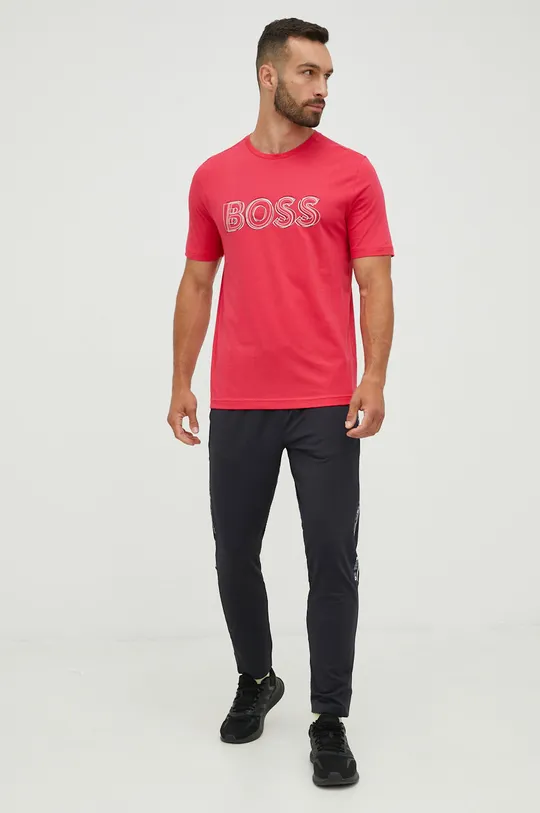 Βαμβακερό μπλουζάκι BOSS Boss Athleisure ροζ