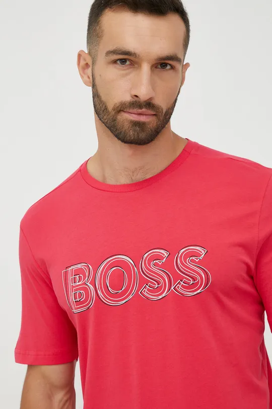 różowy BOSS t-shirt bawełniany BOSS GREEN
