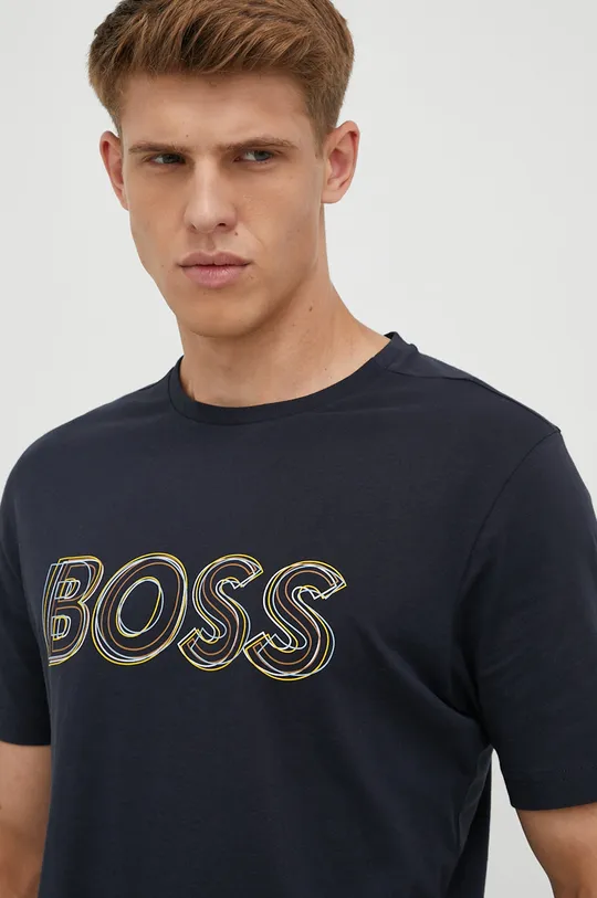 σκούρο μπλε Βαμβακερό μπλουζάκι BOSS Boss Athleisure Ανδρικά